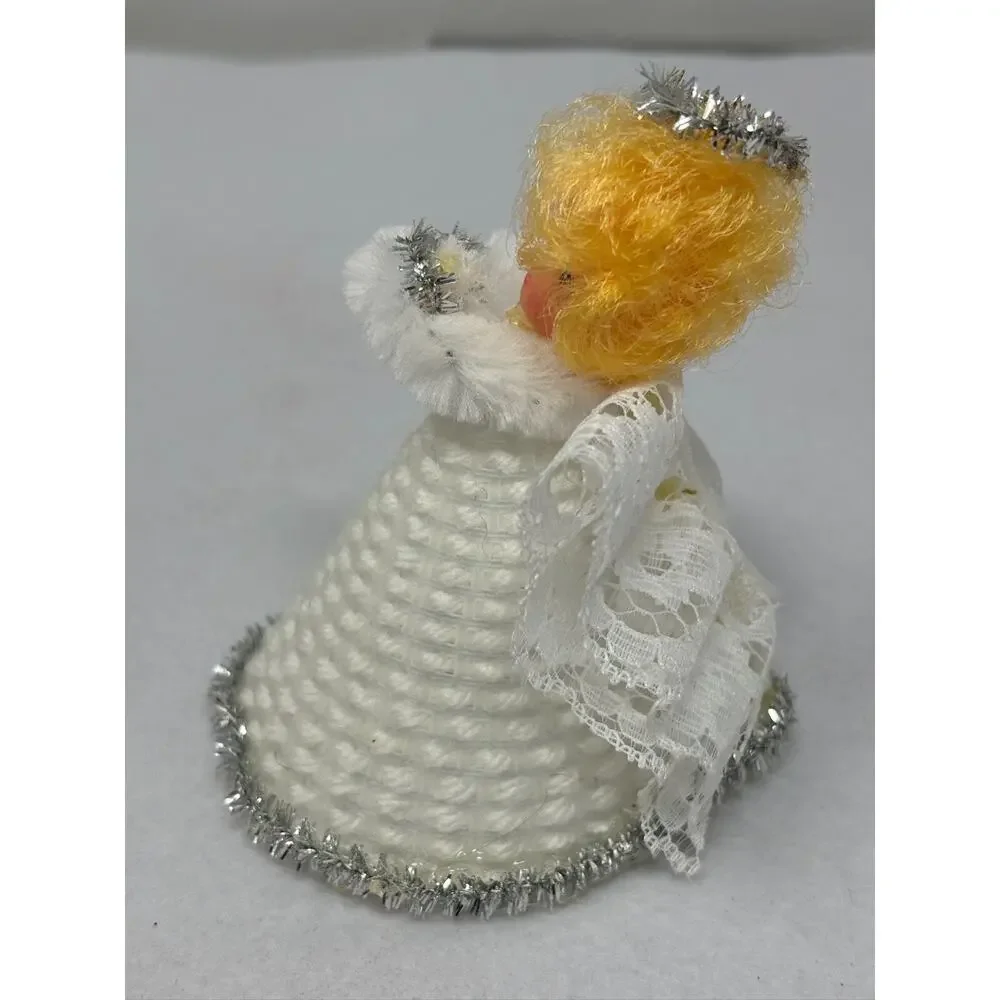 Vtg 60's Handmade Knitted Dress Rubber Face Pixie Angel Christmas Ornament Japan